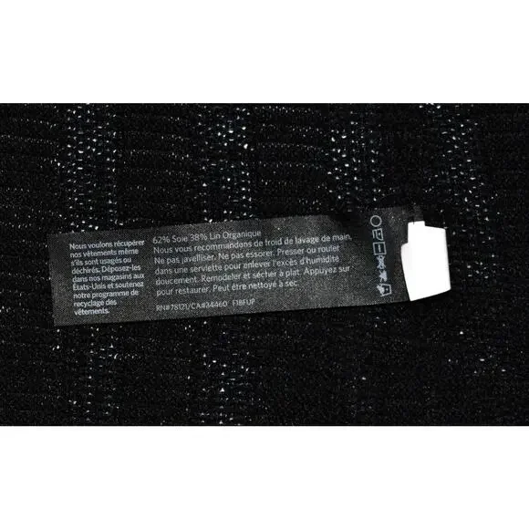 A5 NEW EILEEN FISHER Black Organic Linen & Silk Knit Open Front Cardigan Size PS - Picture 5 of 5